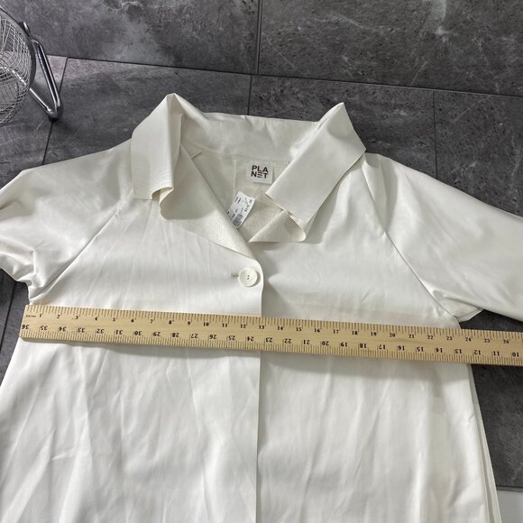 Planet Jacket Womens One Size Shirt Tail Chalk White Single Button Vegan Leather - Picture 14 of 16